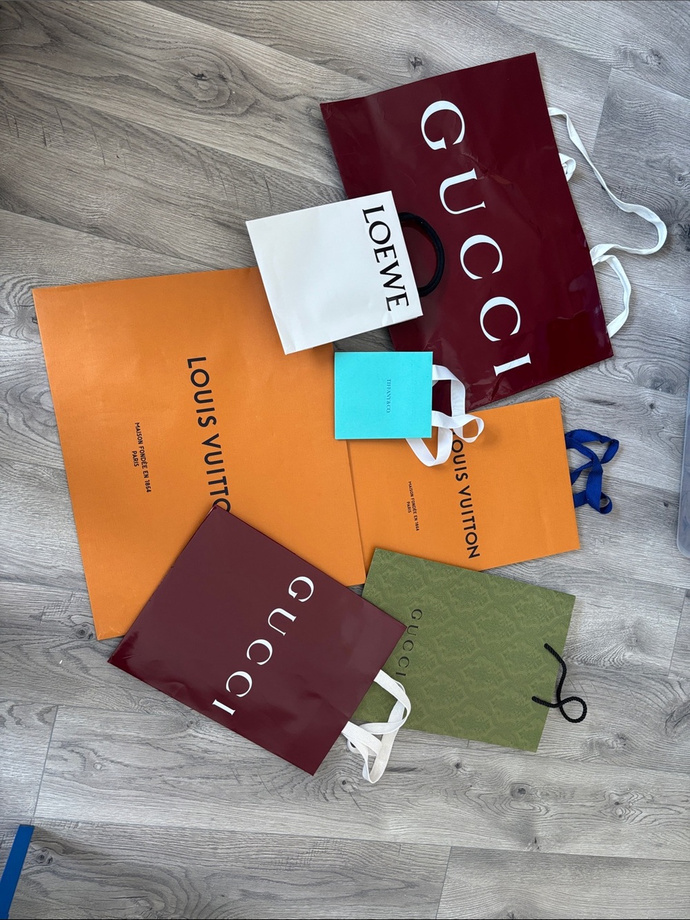Luxury Designer Shopping Bag Set - Gucci, Louis Vuitton, Loewe